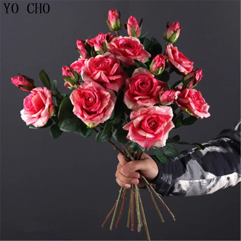 Elegant Real Touch Artificial Rose Bouquet - Latex-Coated Silk for Wedding and Home Décor