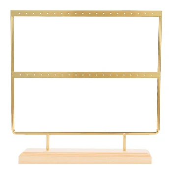 

Gold Earring Stand Ear Stud Holder Wood Earring Holder Jewelry Holder Rack Jewelry Stand Display with Tray/Dish for Earrings Nec