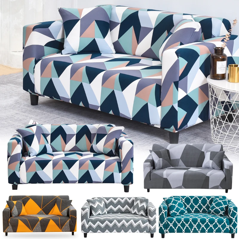 

Geometric stretch sofa covers for living room elastic spandex slipcover sectional corner sofa covers 1/2/3/4-seater