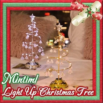 

Christmas Tree Spiral Crystal Light LED Desk Table Lamp Christmas Decoration Warm Light Christmas Tree Lamp Holiday Lighting