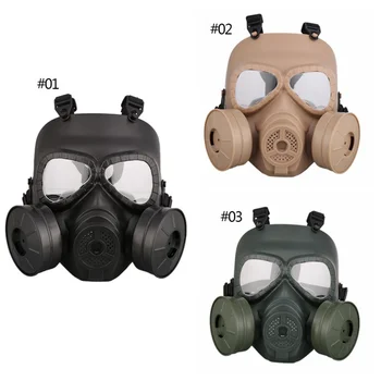 

Outdoor Sports Full-covered Gas Mask Helmet Men Women PC Lens Adjustable Shock Resistance Sportswear For CS With Double Fans