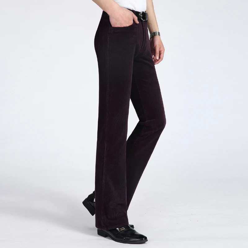Цвет: фиолетовый черный хаки коричневый осень и зима толстые мужские повседневные брюки флисовые брюки мужские свободные вельветовые расклешенные брюки