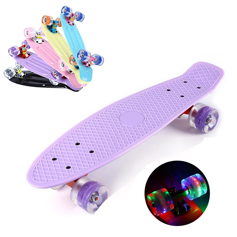 

22 inch Four-wheel MiniSkateboard Cruiser Board Banana Fishboard Longboard Skate Outdoor Sports for Boy Girl Flashing LED Light