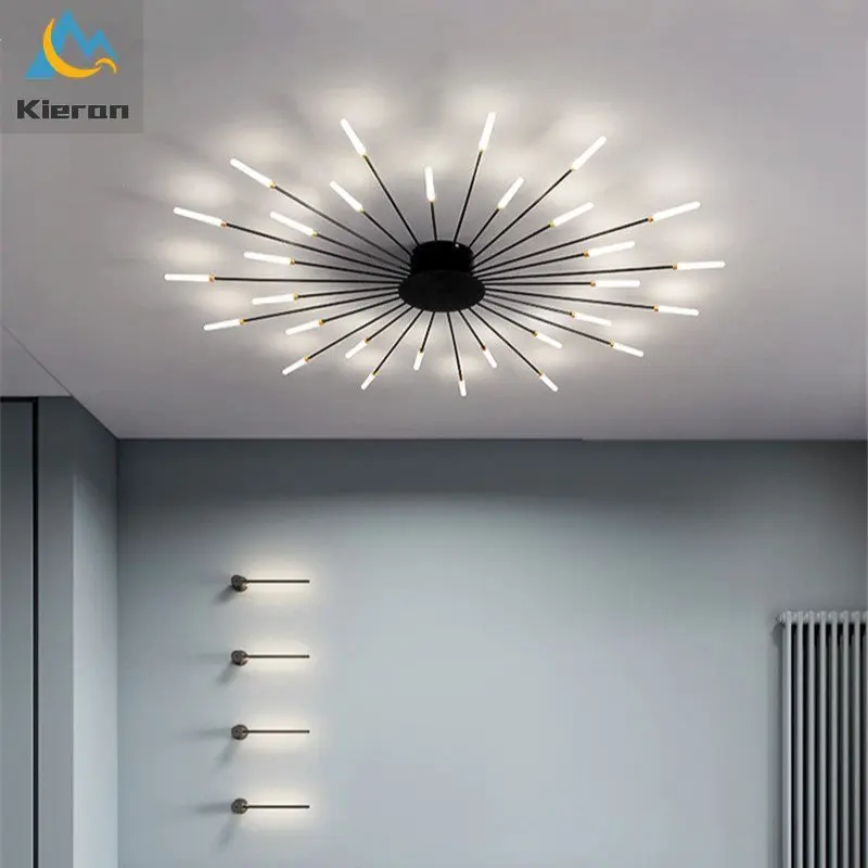 Nordic Luxurious Minimal Led Ceiling Light Spiral Fireworks Designer Ceiling Lamps Living Room Home Decor Bedroom Dandelion Lamp