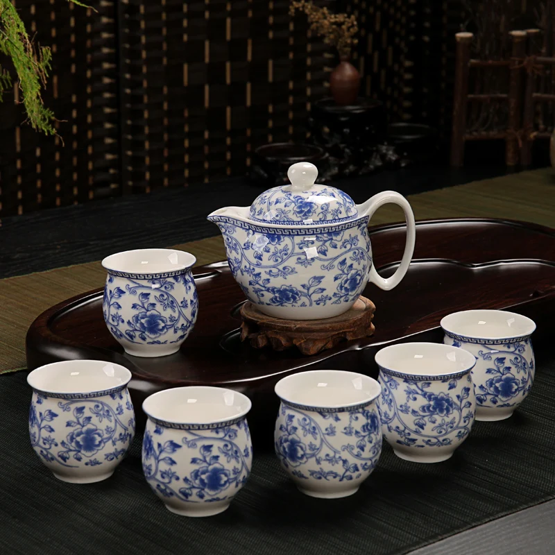 Семь чайных комплектов керамические чайные сервизы Китайский кунг-фу чайные наборы керамический чайник керамическая чашка для чая для дома или офиса G - Цвет: 22