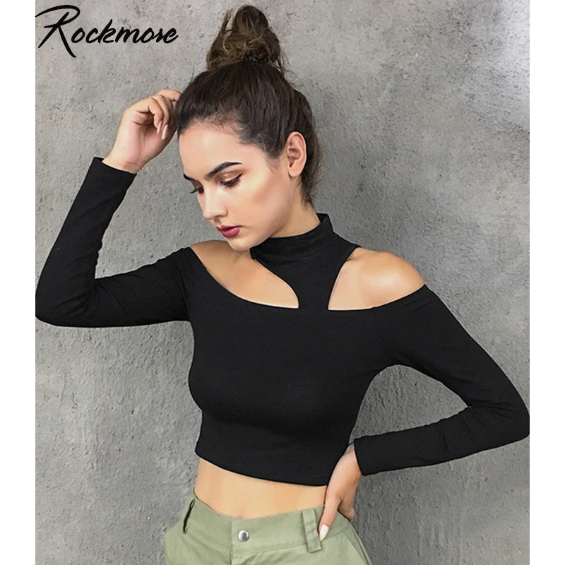 

Rockmore Halterneck Off Shoulder T Shirt Women Tee Shirt Backless Tops топ Streetwear Harajuku T-Shirt Tshirt Women Sexy Club