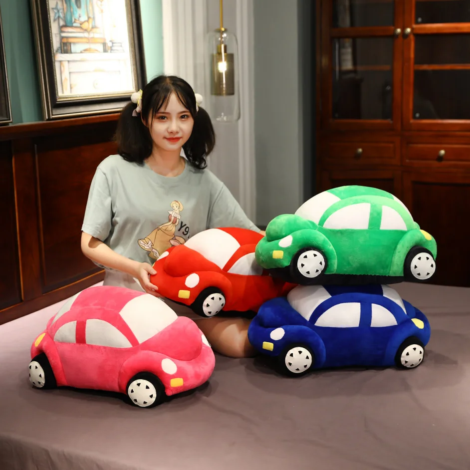 30-60CM 귀여운 4 색 자동차 모델 봉제 인형 어린이 어린이 소년 선물 Kawaii 자동차 모양의 쿠션 베개 생일 선물