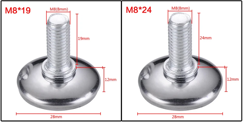Myhomera 4 шт. металлические мебельные ножки Противоскользящее основание M6 M8 винтовой стол для ног шкафа Регулируемый выравниватель ног 15 мм-25 мм