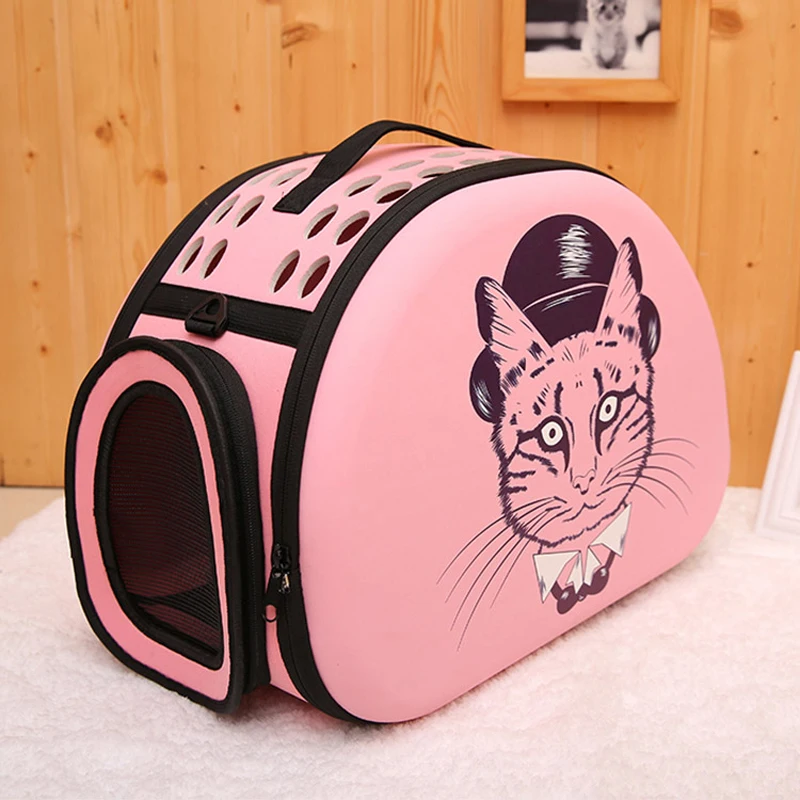 Dog Carrier Bag Portable Cats Handbag Foldable Travel Bag Puppy Carrying Mesh Shoulder Pet Bags - Цвет: Pink C