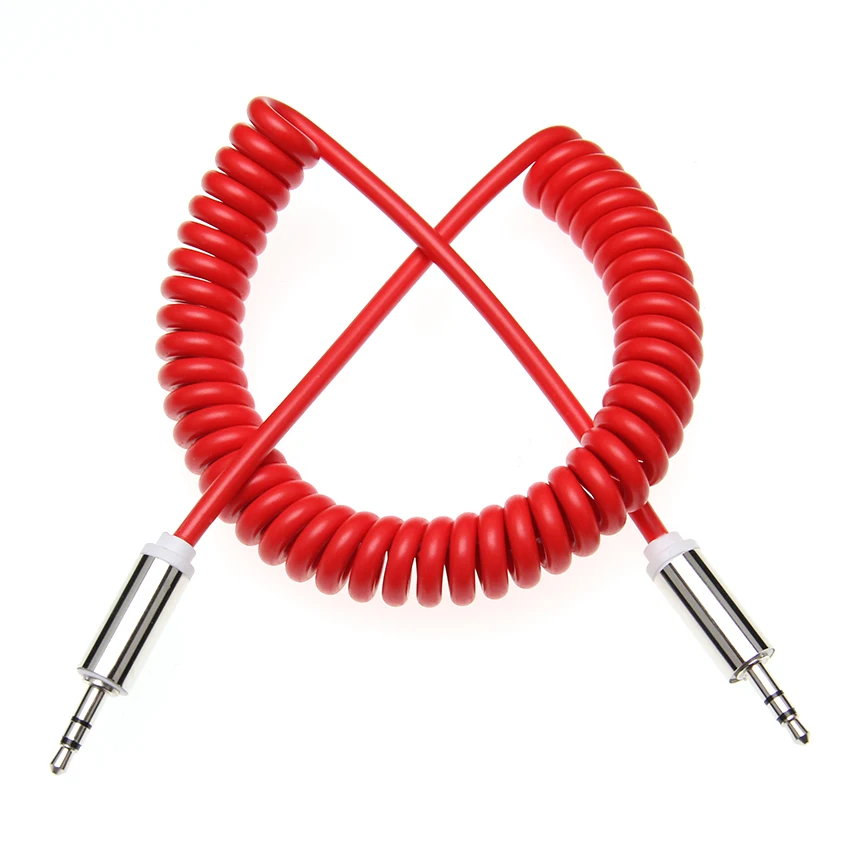 Gold Plated 3 5 Jack Aux Cable 3 5mm Car Spring Audio Cables For Headphone Speaker for Xiaomi Redmi Oneplus Samsung Smartphone