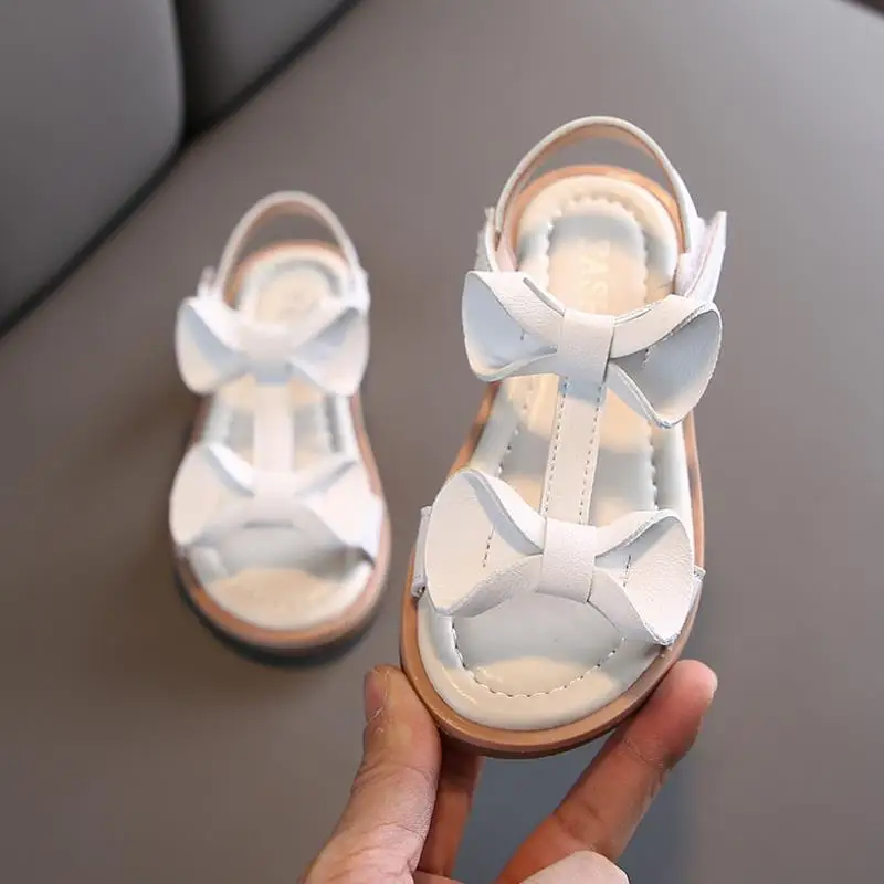 

Girls Sandals Summer Kids Shoes Non-slip Baby Toddler Children Beach Sandals Party Black Bow Princess Shoes Size 21-30