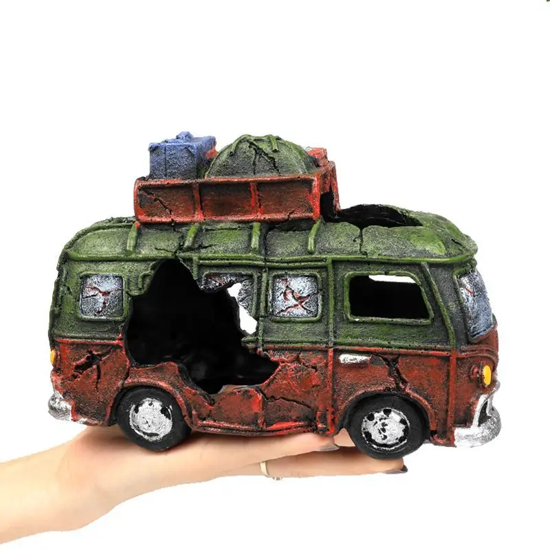 

Resin Aquarium Fish Tank Accessories Decoration Landscape Pirate Ship Bus Wreck Ship Decor Resin Boat Ornament