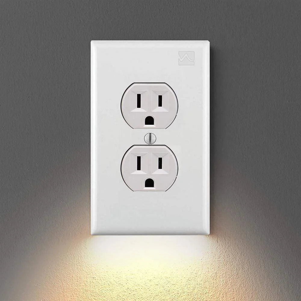 Placa de pared de salida con luces LED nocturnas, para habitación, pasillo, enchufe de alimentación europeo, Panel PC