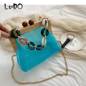 

LUCDO Luxury Brand Transparent Small Bag 2020 Fashion Acrylic Chain Women's Bag Jelly Shoulder Messenger Bag Travel Beach Bag