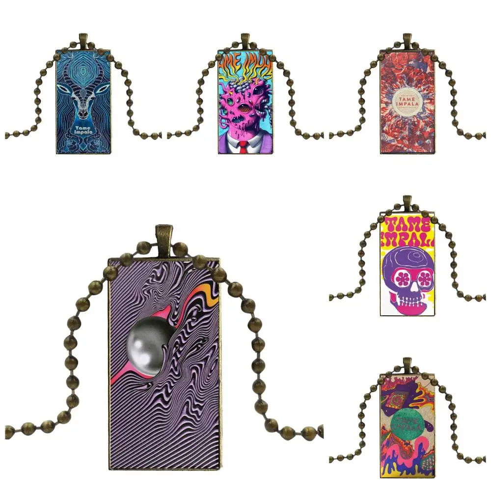 Fashion Tame Impala Skull For Women Kids Gift Glass Pendant Galaxy Necklace Bronze Plated Necklaces Jewelry | Украшения и