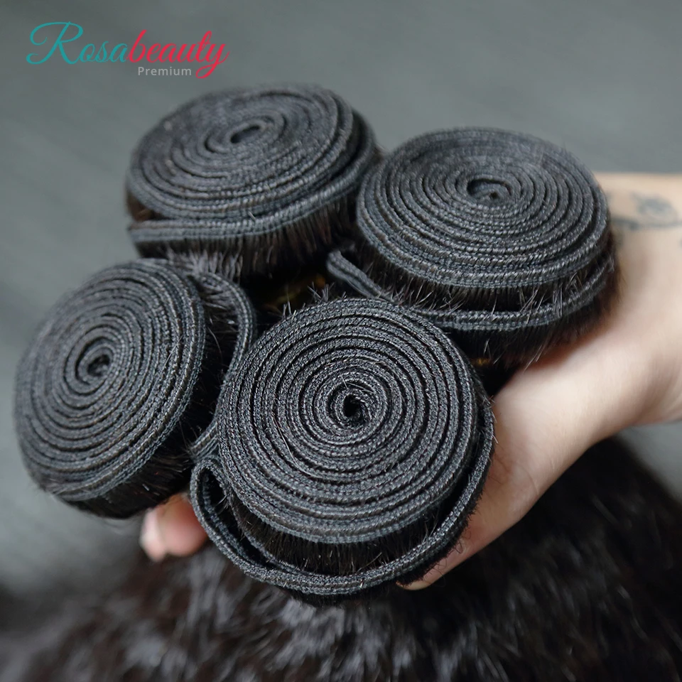 RosaBeauty 10A перуанские натуральные волосы 10 28 дюймов курчавые прямые 1/3/4 шт. 100%