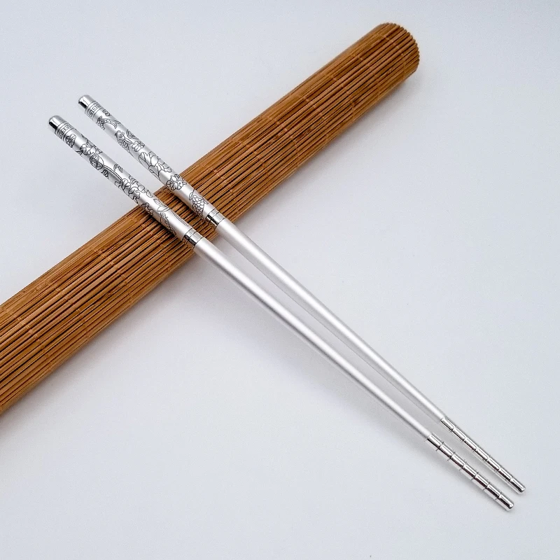 

Hollow 999 silver chopsticks 50 g round non-slip silver chopsticks household silver tableware