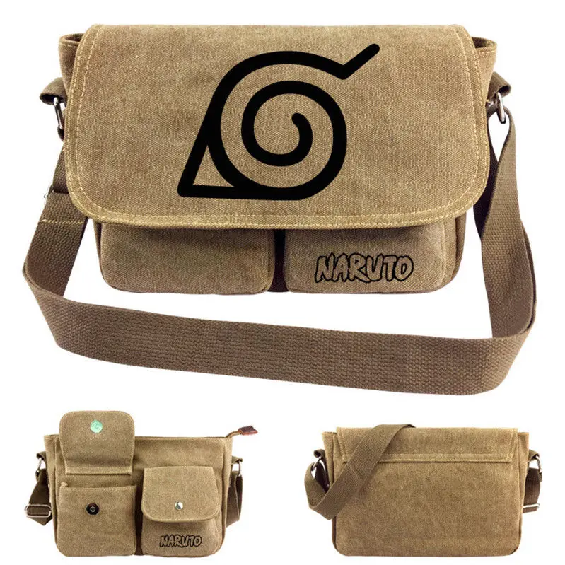 Anime NARUTO Messenger Bags Mens Canvas Cross Body Shoulder Bag Cosplay Crossbody Bags Student Satchel Bookbag School Purse Gift
