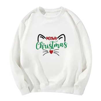 

Spring Autumn MEOWS Christmas Print Fashion Harajuku Long Sleeve Funny Kpop Hoodie Sweatshirt Women Sportswear Femme Pullovers