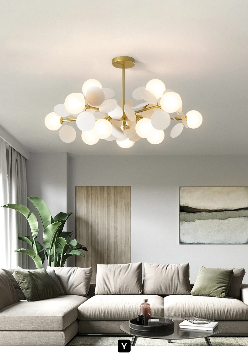 Modern Nordic Design LED Chandelier For Living Room Bedroom Dining Room Kitchen Ceiling Pendant Lamp Glass Ball G9 Hanging Light dining room chandeliers