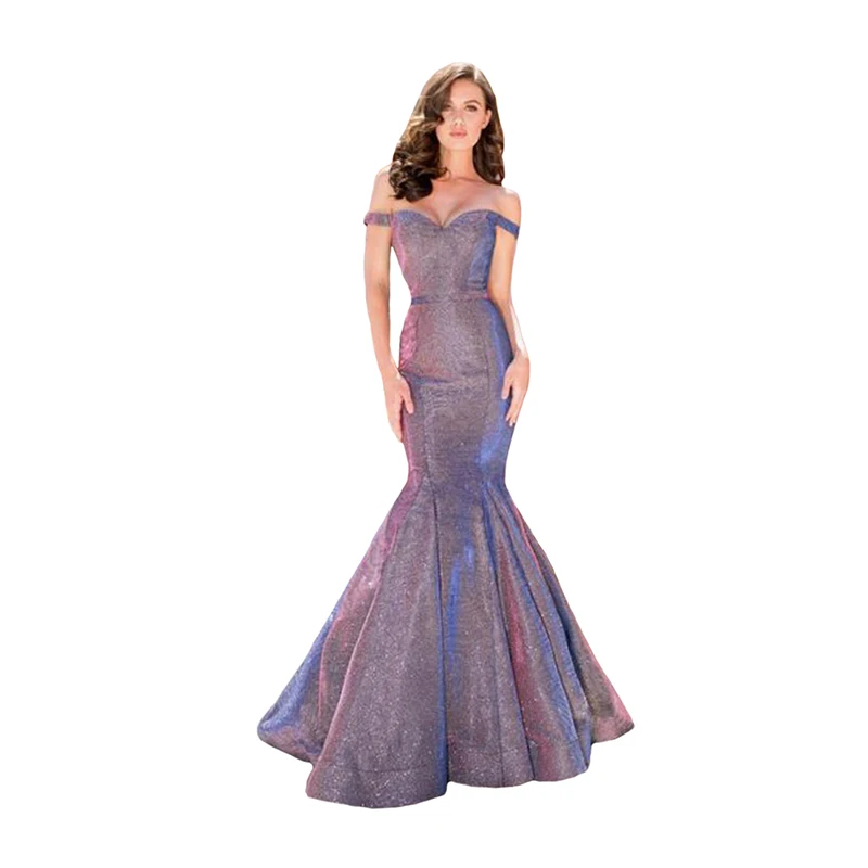 Элегантное платье для выпускного вечера в стиле русалки,, блестящие, с открытыми плечами, Длинные вечерние платья, на шнуровке сзади, длина до пола, официальное вечернее платье