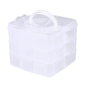 

Small Three-layer Storage Box Detachable Cover 18 Grids Childrens Jewelry Toy Accessories Storager Transparent Holder (Transpare