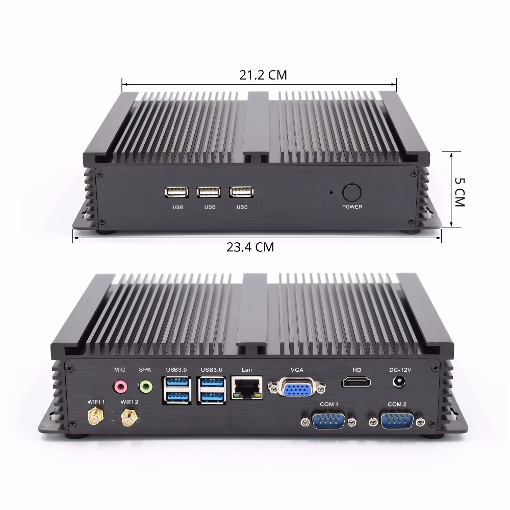 Безвентиляторный мини компьютер с Intel i7 8565U i5 8250U i3 5005U 1 HDMI 1VGA 1LAN 4USB 3 0 2COM Windows 10 Pro