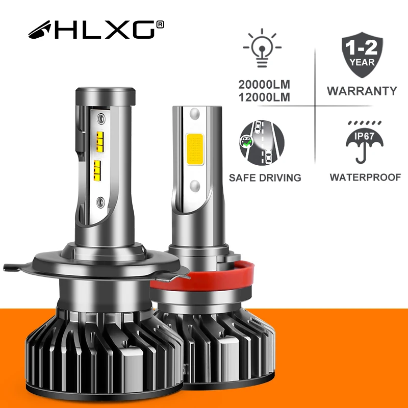 HLXG H7 светодиодный H4 H11 автомобильный головной светильник лампа мини турбо H8 HB4 HB3