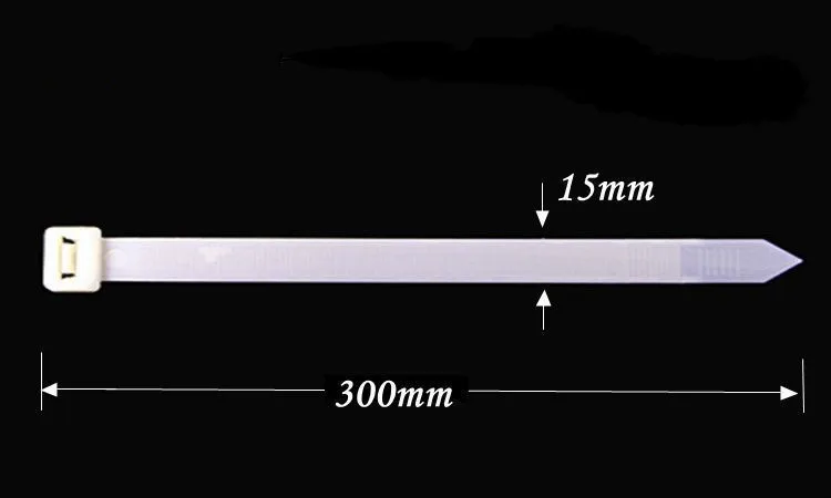 Черный/белый пластиковый нейлоновый провод с зажимом для этикеток 15*300 мм фиксированный шнур для сетевого кабеля 100 шт./лот