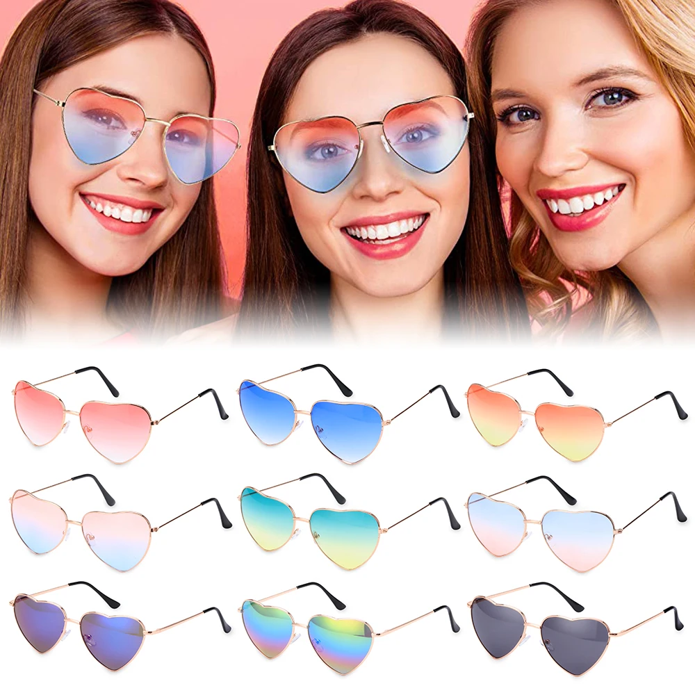 Vintage Heart Shape Sunglasses Women Fashion Gradient Metal Frame Design Sun Glasses Fancy Dress Goggles best night motorcycle glasses