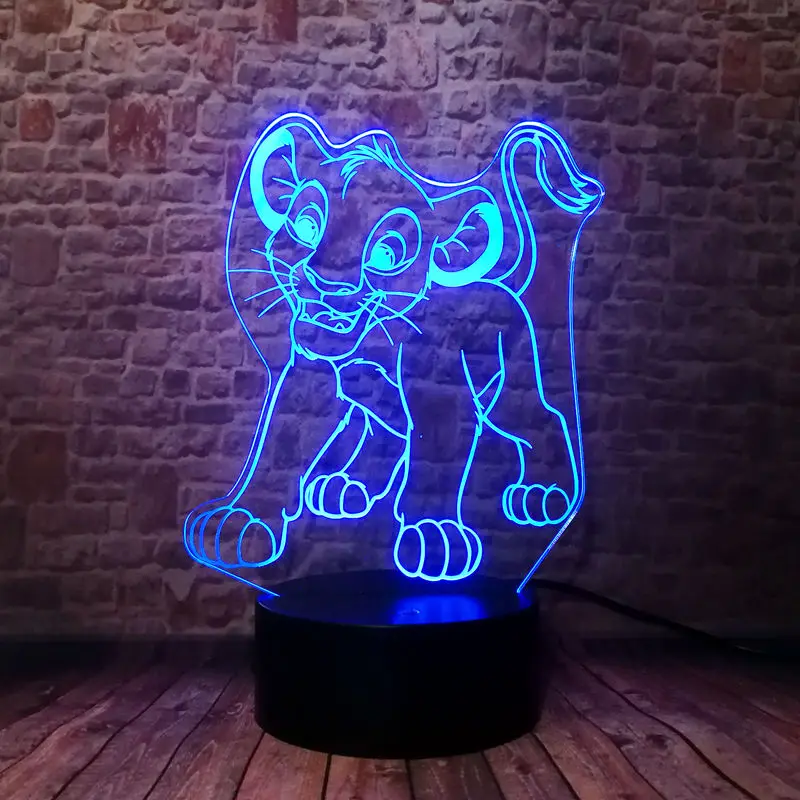 

Lion King Simba Anime Figma Flash Model 3D Illusion Lamp LED 7 Colorful Change Light Cartoon Figure Boys Toys
