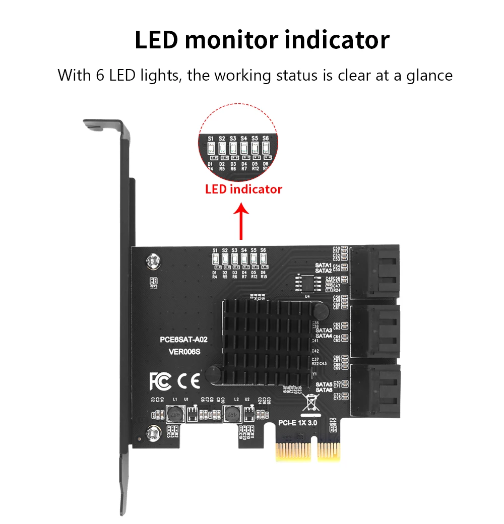 TISHRIC PCI-E SATA Controller Expansion Card - 6/8/10 Ports, ASM1166, PCI SATA3.0 Adapter Description Image.This Product Can Be Found With The Tag Names Adapter, Asm1166 6 ports, Asm1166 sata controller, Expansion card, Pci sata ide controller card