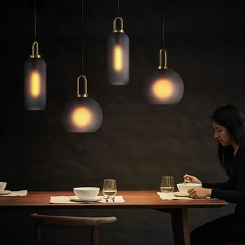 

Nordic Light Luxury LED Glass Pendant Lights Lighting American Retro Cafe Bar Lofe Living Room Lamp Bedroom Decor Light Fixture