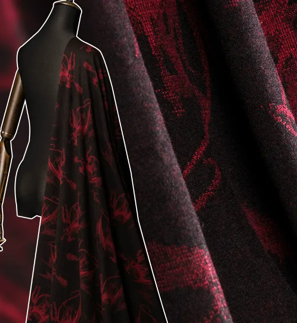 Новое вязаное осеннее и зимнее шерстяное жаккардовое платье приталенная печать по бархатной ткани высококачественный модный материал скудная хорошая ткань