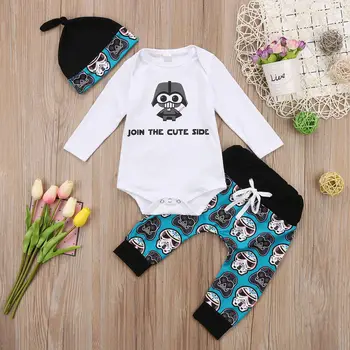

Baby Boys Kids Playsuit Tops Pants Hat Clothes Outfit Set