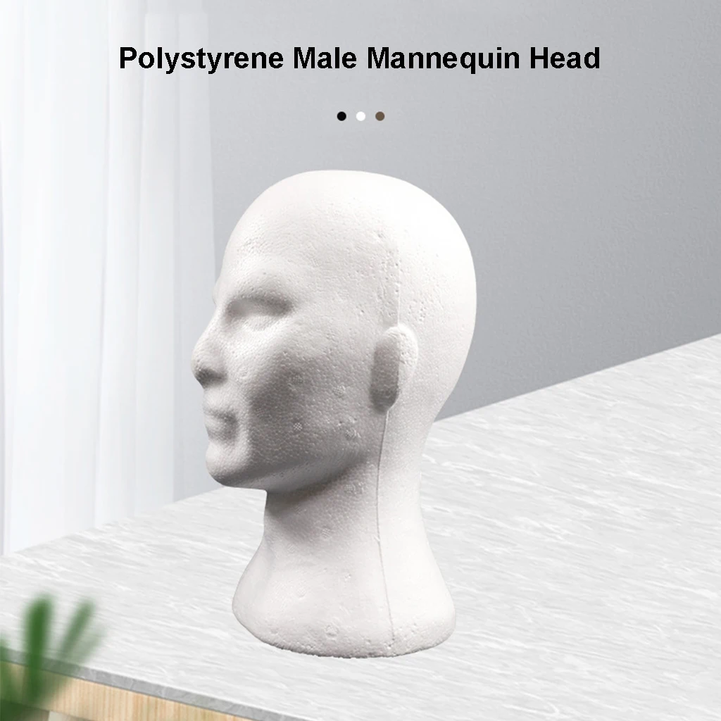 

Styrofoam Male Mannequin Head Manikin Head Stand Hats Caps Jewelry Salon Wig Display Head Cosmetic Head 52cm/20.5 Inch
