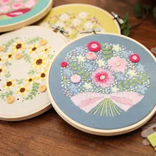 

DIY Flowers Plants Pattern Embroidery Set Needlework Tools Printed Beginner Embroidery Round Cross Stitch Kit Sewing Craft Kit