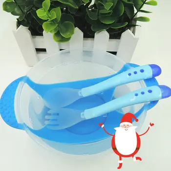 

Baby Temperature Sensing Tableware Safety Soft Feeding Flatware Baby Kids Children Feeding Tableware