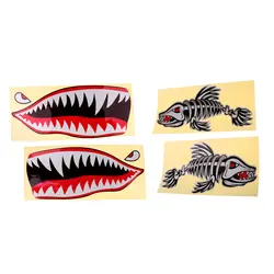 2 каяк стикер акула рот Зубы Форма глаз + 2 морской наклейка в форме рыбьей кости