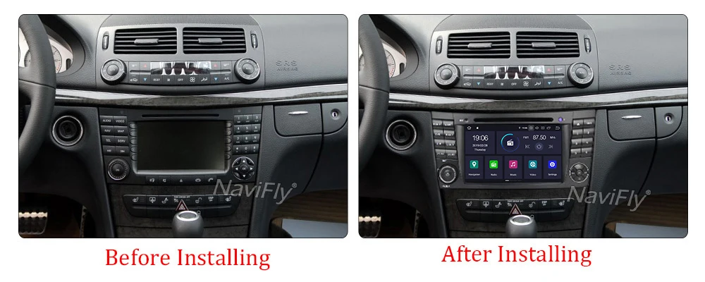 Discount NaviFly Auto radio player IPS+DSP Android 9 car gps multimedia for Mercedes Benz E-Class W211 E200 E220 E240 E270 E280 7" 2 Din 1