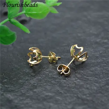

New Arrival Anti-rust Ins Girl Style Gold Color Metal Ear Stud Base Brass Fashion Jewelry Findings Earrings Part DIY Stuff 50pcs