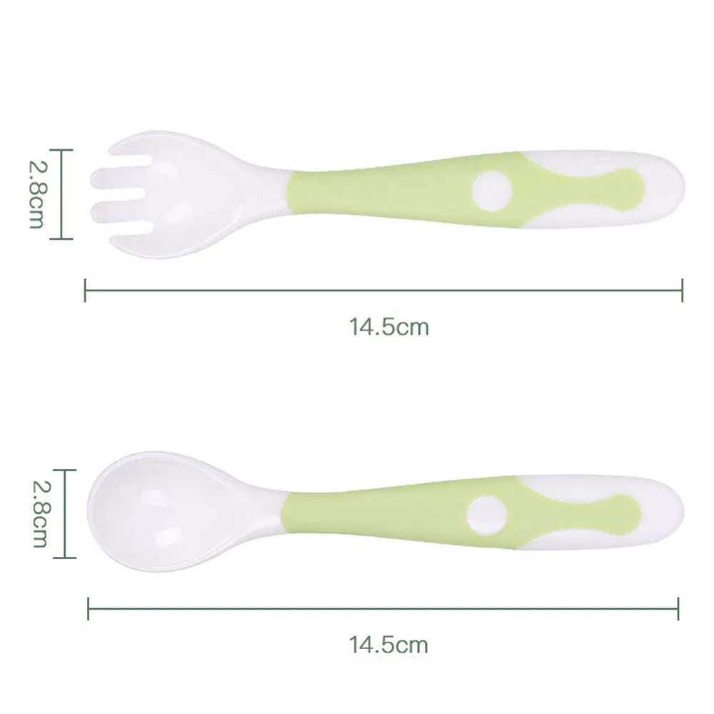 2Pcs Bendable Baby Feeding Fork Spoon Set Portable Baby Children Food Learning Eating Utensils Kids Tableware Spoon Fork 0-3 Y