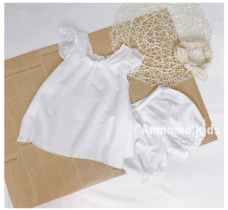1 Set Summer Kid Girl Dot Lace Pajama Set Short Sleeve Home Nightwear.Toddler Baby White Pyjamas Set Sleepwear.Children Clothing best nightgowns
