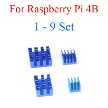 

1 - 9 Set Aluminum Heat Sink Cooling Sink Cooler HeatSink 4Pcs Kit Radiator For Raspberry Pi 4 Model B Blue