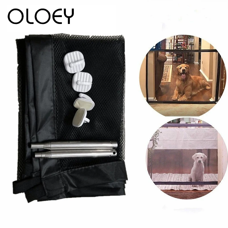 

Pet Dog Fences Magic Gate Folding Isolated Mesh Safe Guard Easy Install For Dog Cat Baby Safety Fence Dog Cage Pet Accessories