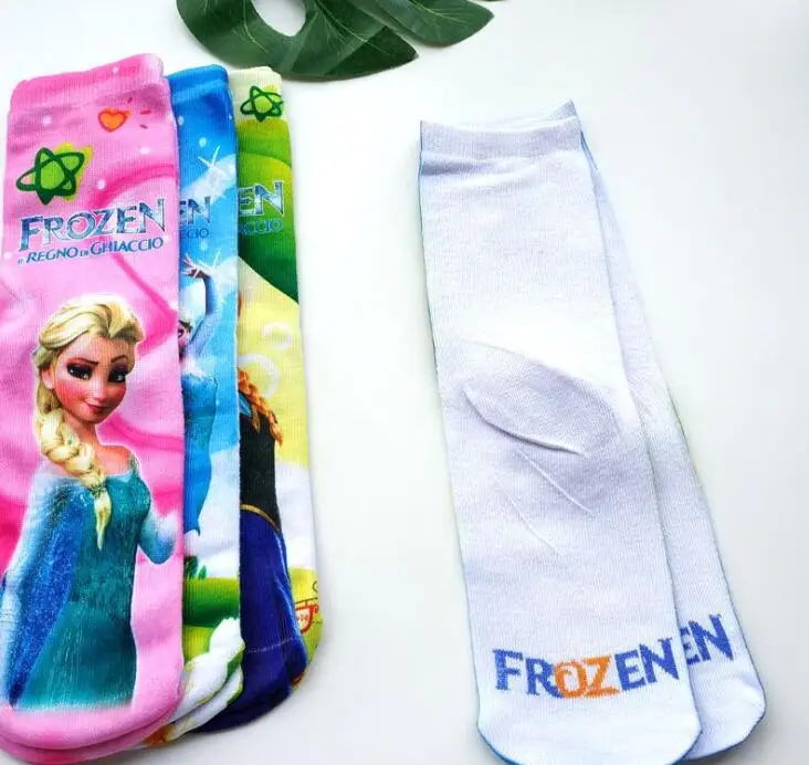 Hot Toys Cartoons Design Kids Mid-Length Socks Frozen Elsa Anna Princess Sofia Cars Mickey  Children Favorite Socks 5