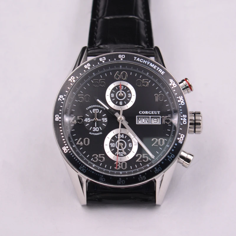 

luxuru corgeut 44mm Multifunction Display Automatic Men Watch Leather Strap fashion