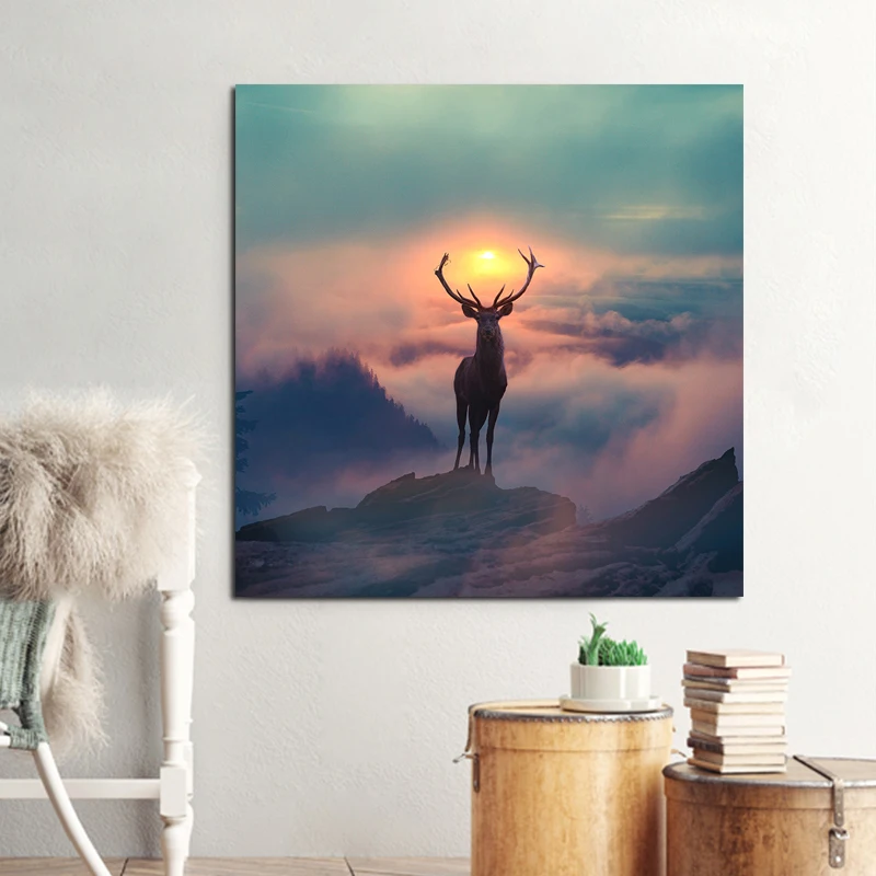 Nordic Canvas Painting Animal Landscape Posters and Prints Deer Wall Art  Picture for Living Room Home Decor Frameless AliExpress