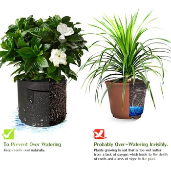 

5pcs/set Plant Grow Bags Growing Bags Non-woven Fabric Aeration Pots With Handle Root Container Gardon plot supplies