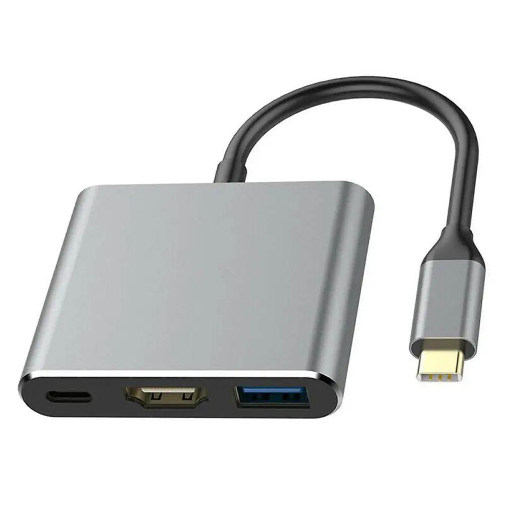 USB c конвертер адаптер type c к HDMI/USB 3,0/type c Алюминиевый адаптер type c для Apple Macbook - Цвет: gray